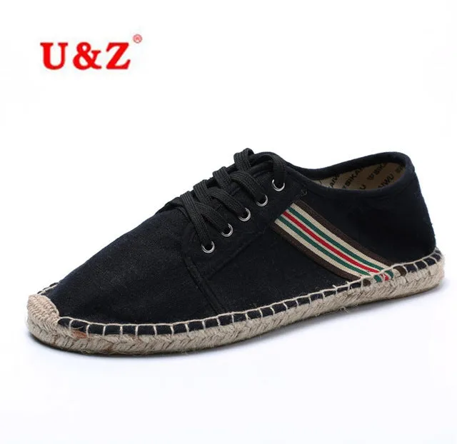 2018 Hot Men canvas espadrilles Fashion strips Men,100% cotton handmade breathable Casual Shoes Men blue/white Sneakers