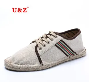 2018 Hot Men canvas espadrilles Fashion strips Men,100% cotton handmade breathable Casual Shoes Men blue/white Sneakers