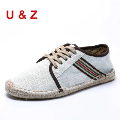 2018 Hot Men canvas espadrilles Fashion strips Men,100% cotton handmade breathable Casual Shoes Men blue/white Sneakers