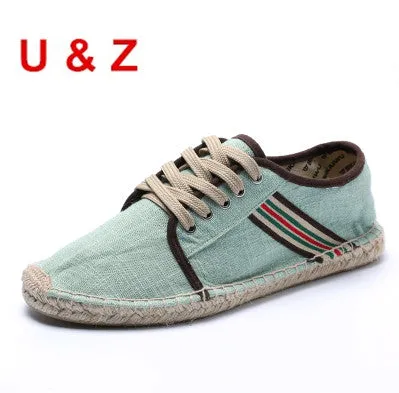 2018 Hot Men canvas espadrilles Fashion strips Men,100% cotton handmade breathable Casual Shoes Men blue/white Sneakers