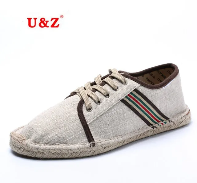2018 Hot Men canvas espadrilles Fashion strips Men,100% cotton handmade breathable Casual Shoes Men blue/white Sneakers