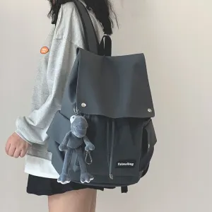 Amozae-Back To School Gifts Vintage Solid Color Large Capacity Backpack