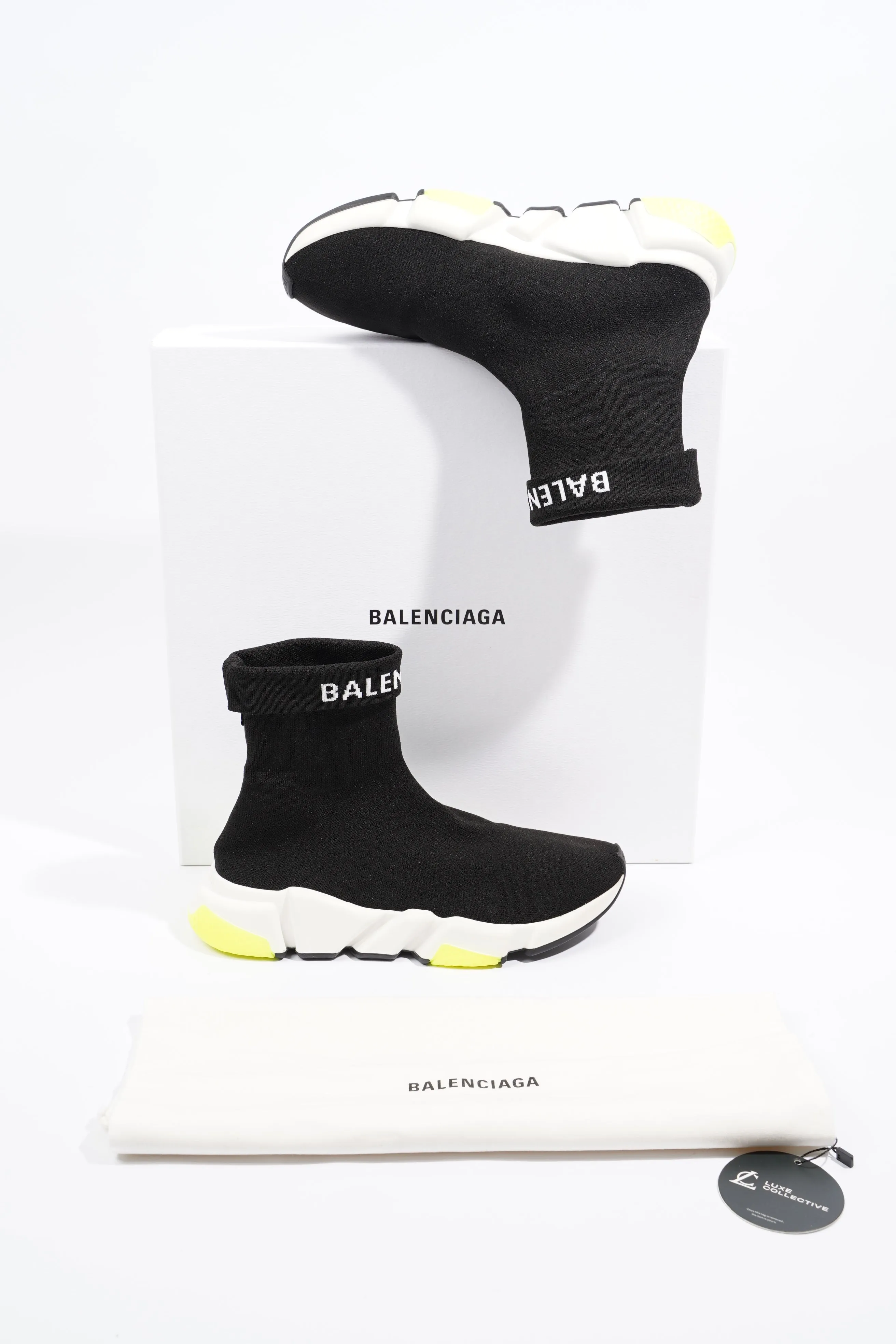 Balenciaga Mens Speed Black / White / Yellow EU 39 / UK 5