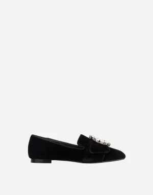 Bejeweled Buckle Velvet Loafers