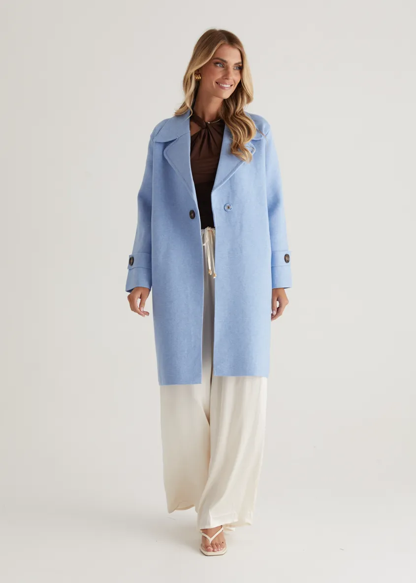 Chayso Knit Coat - Powder Blue