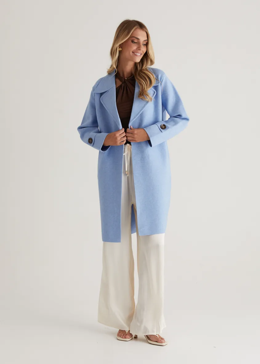 Chayso Knit Coat - Powder Blue