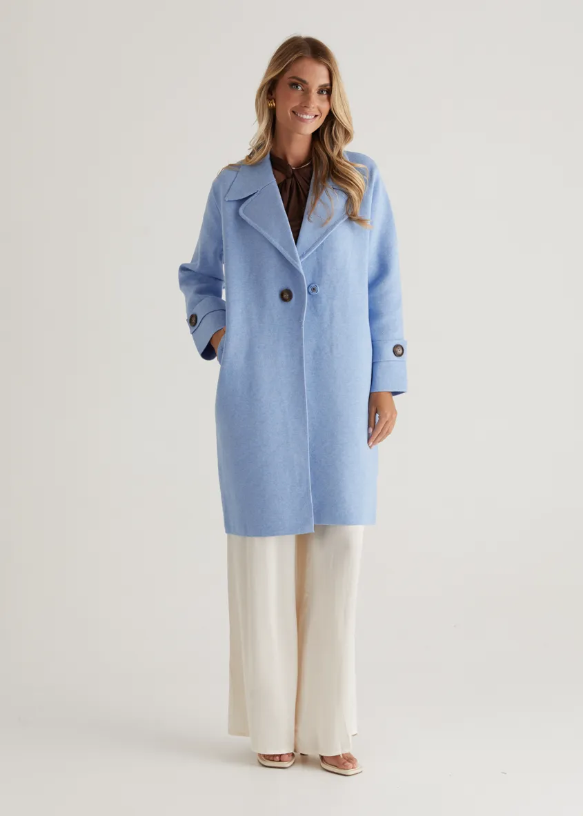Chayso Knit Coat - Powder Blue