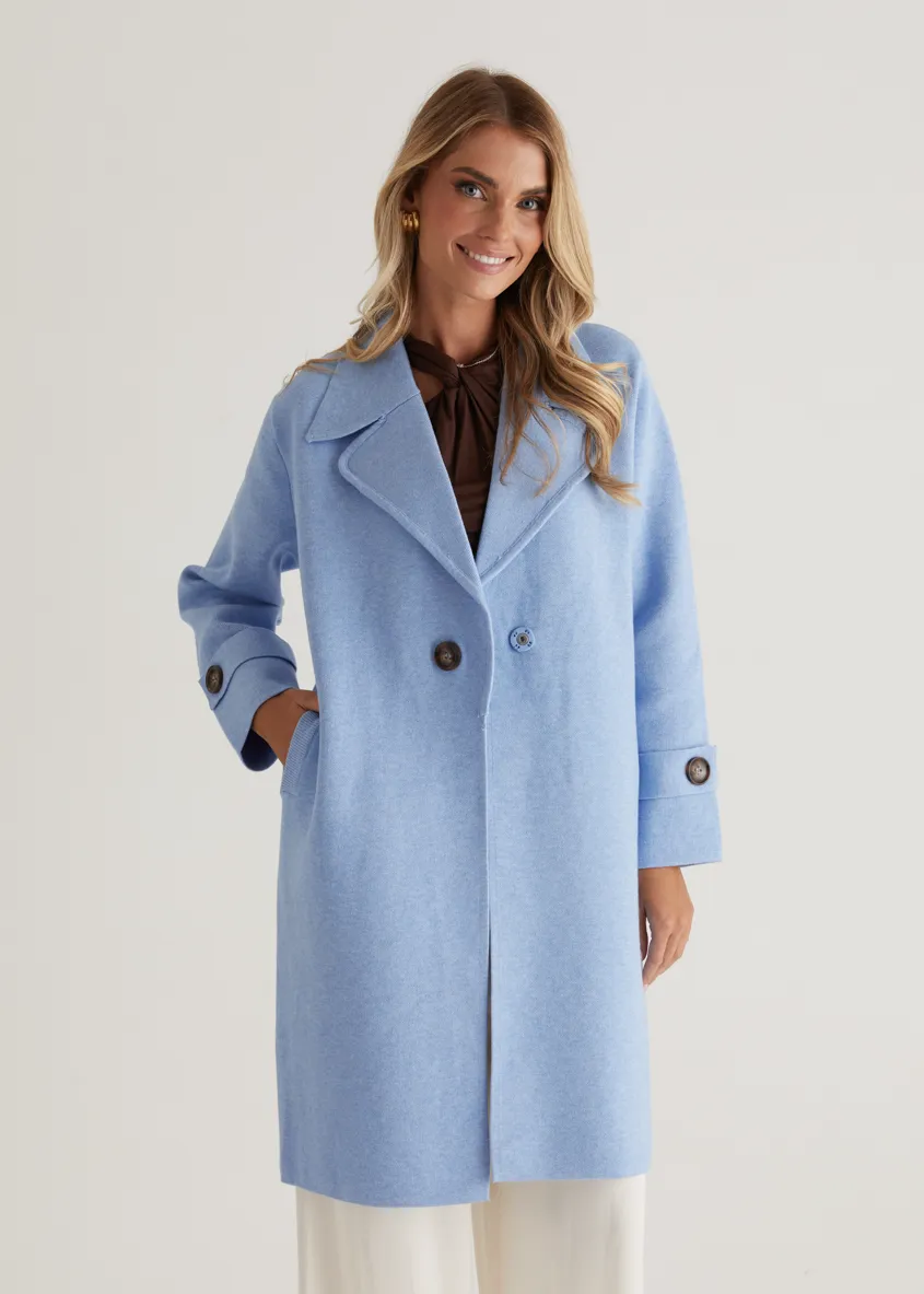 Chayso Knit Coat - Powder Blue