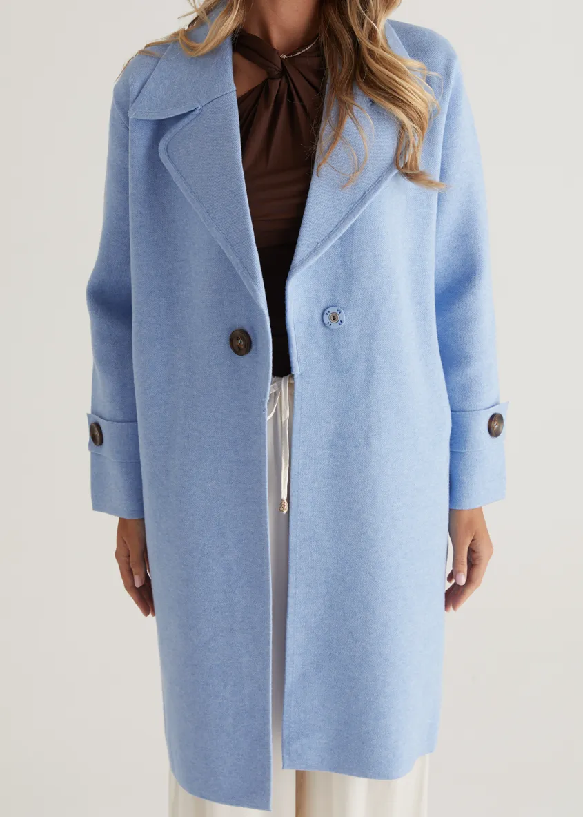 Chayso Knit Coat - Powder Blue