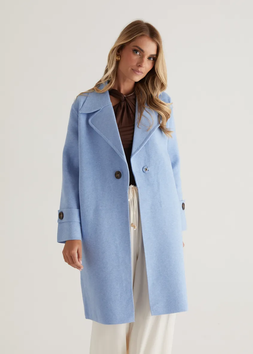 Chayso Knit Coat - Powder Blue