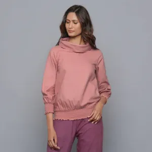 English Rose Warm Cotton Flannel Cowl Neck Top