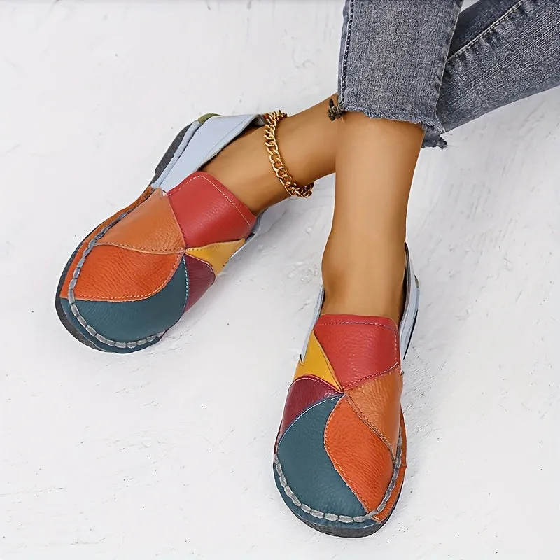 Kleurblok voor dames loafer-soft slip-on schoenen, niet-slip en comfortabel