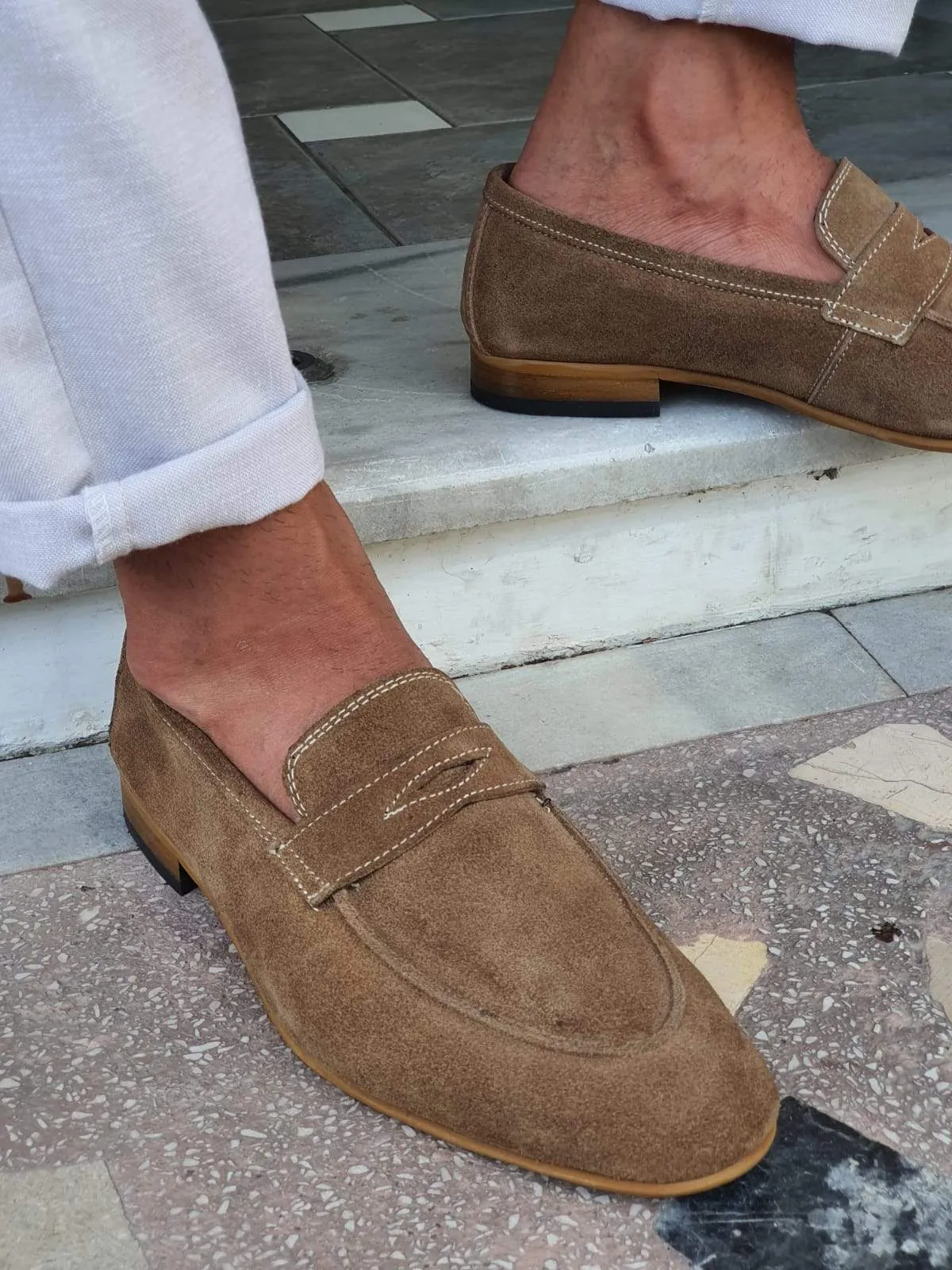 Lisbon Suede Beige Sardinelli Loafers