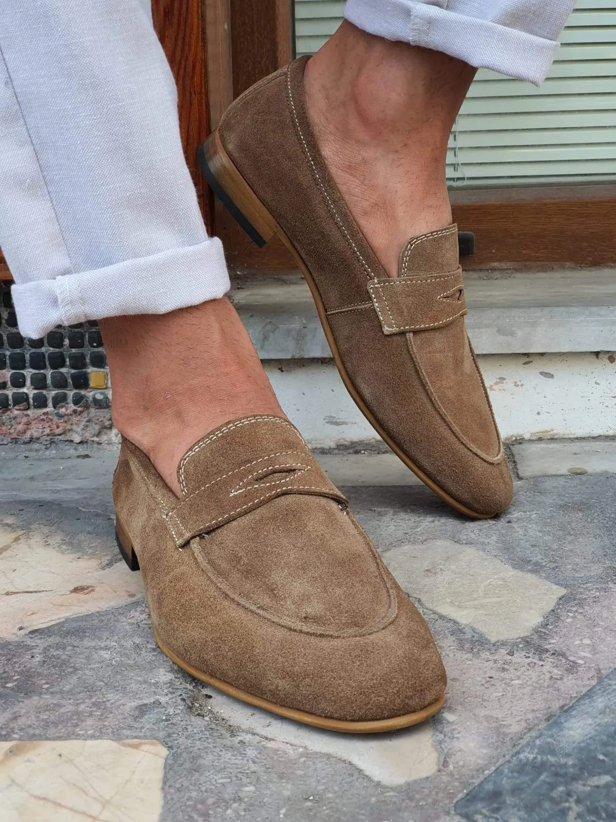 Lisbon Suede Beige Sardinelli Loafers