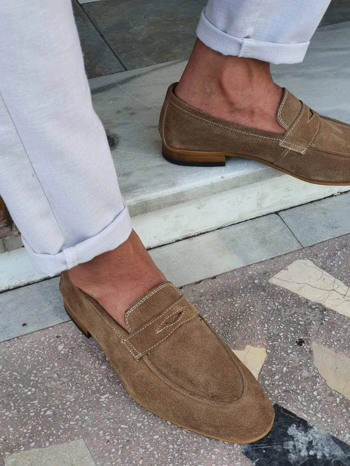 Lisbon Suede Beige Sardinelli Loafers
