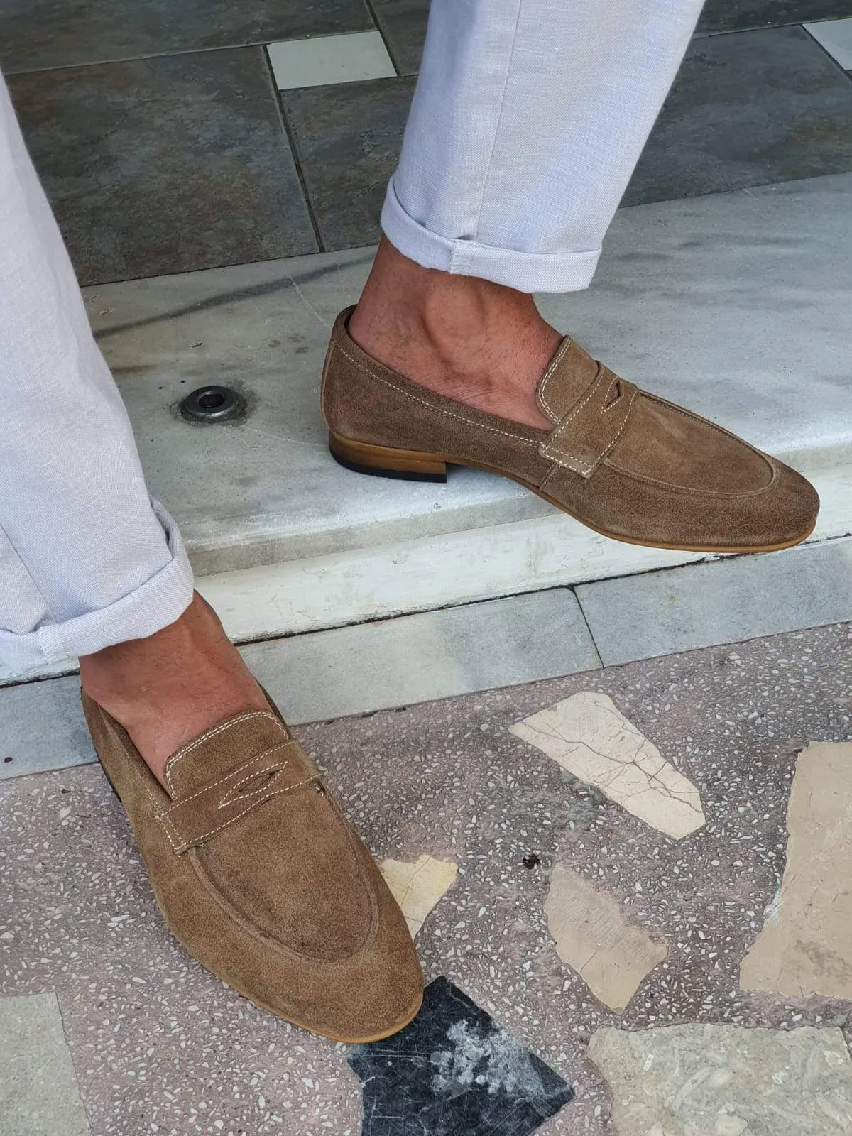 Lisbon Suede Beige Sardinelli Loafers