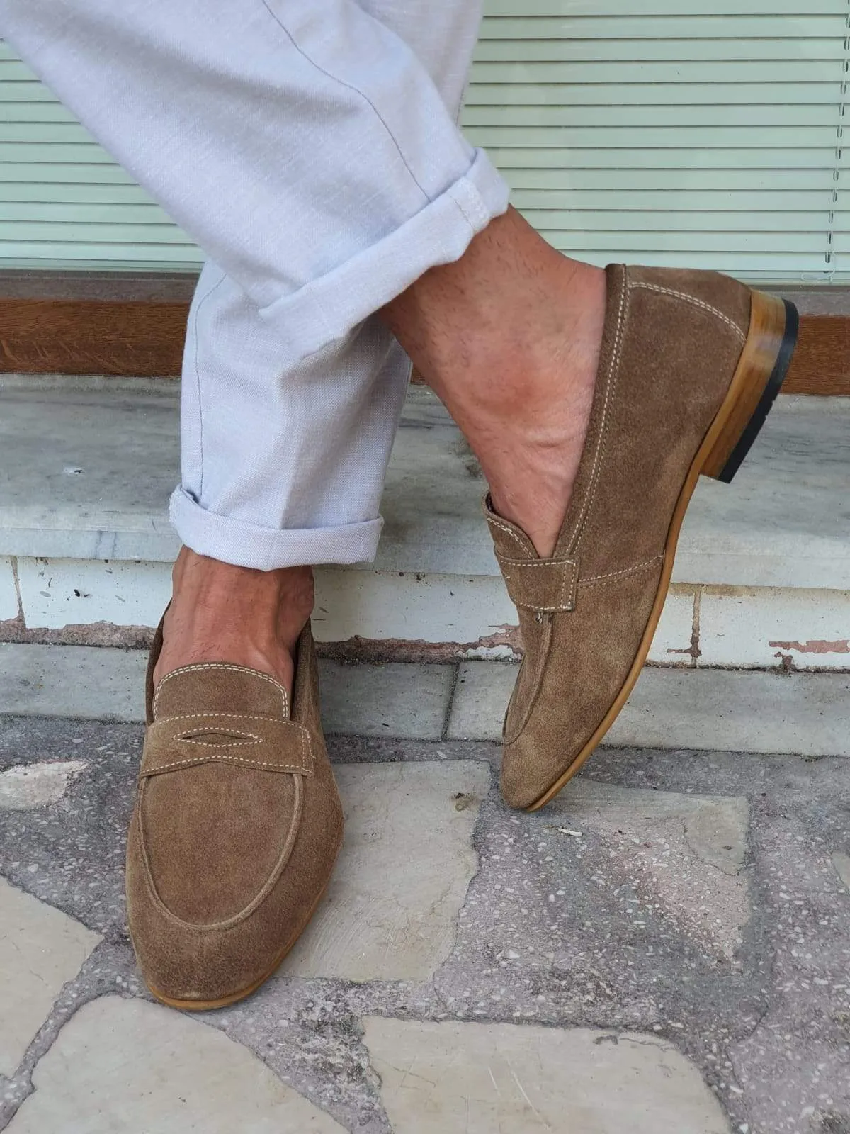 Lisbon Suede Beige Sardinelli Loafers