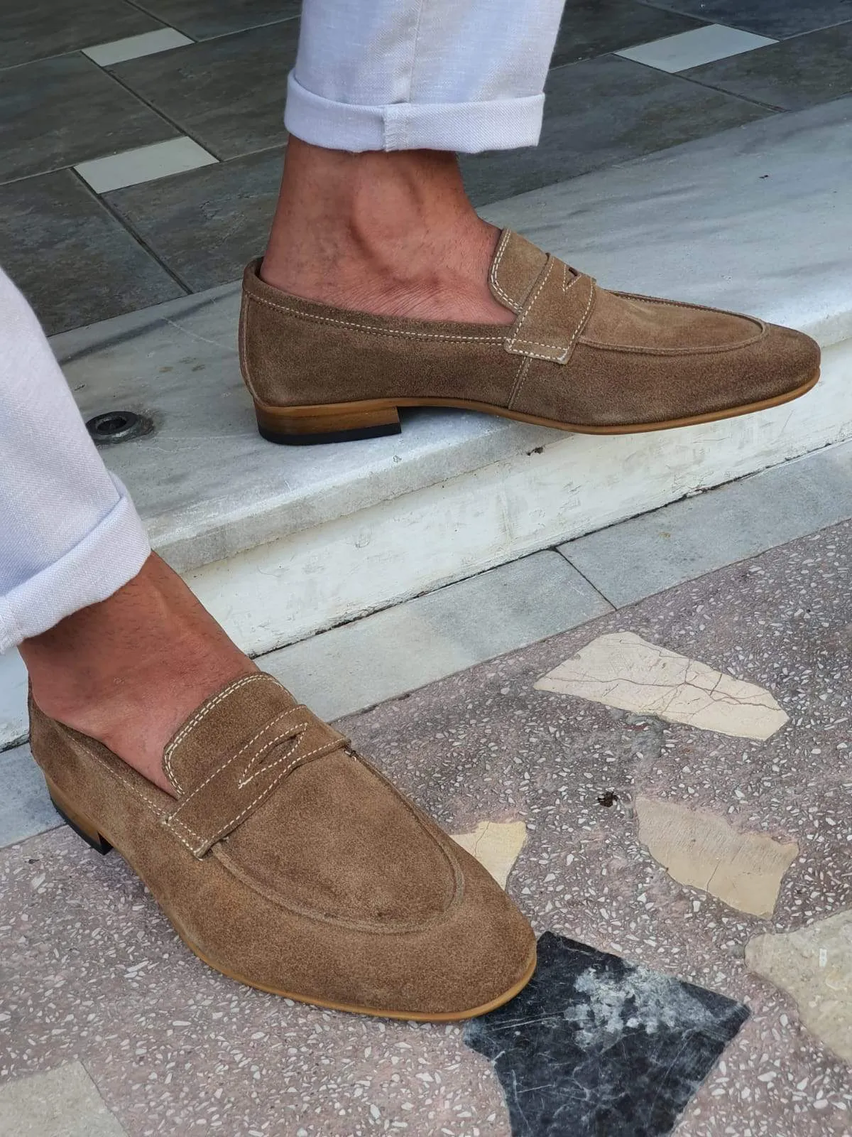 Lisbon Suede Beige Sardinelli Loafers
