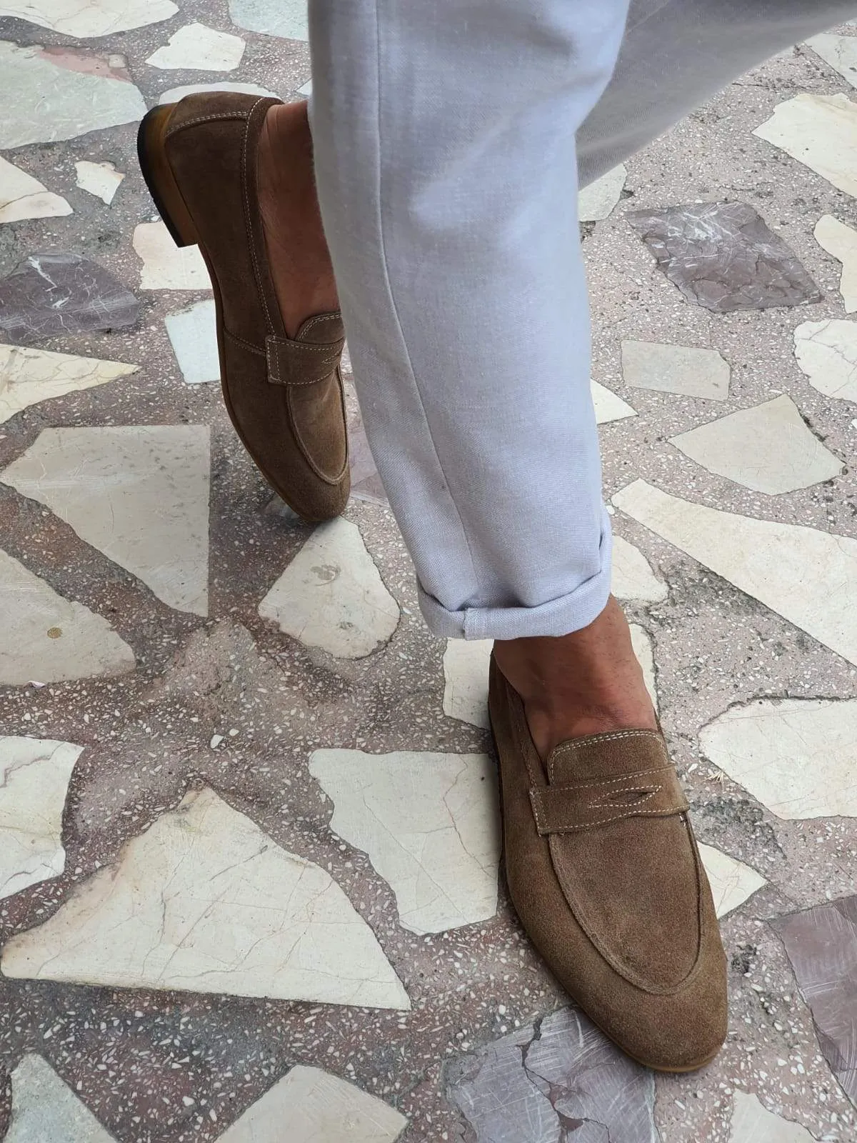 Lisbon Suede Beige Sardinelli Loafers