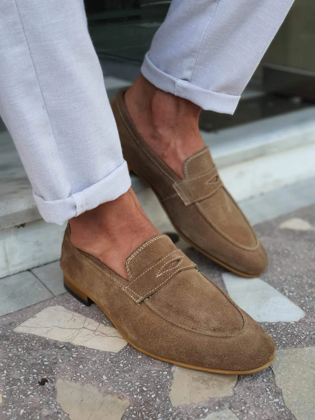 Lisbon Suede Beige Sardinelli Loafers