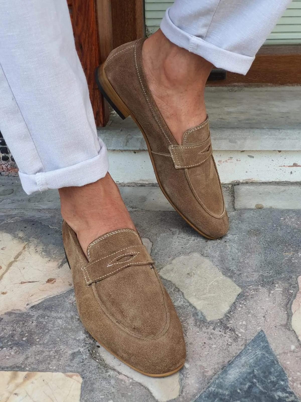 Lisbon Suede Beige Sardinelli Loafers