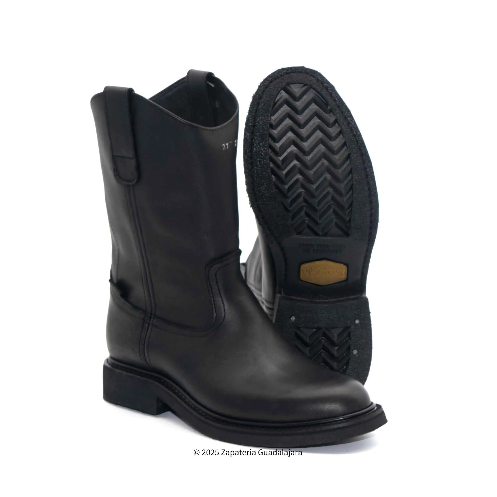 MEN ROPER SOFT TOE RUBBER SOLE BLACK GRASO LEATHER WORKBOOT -801