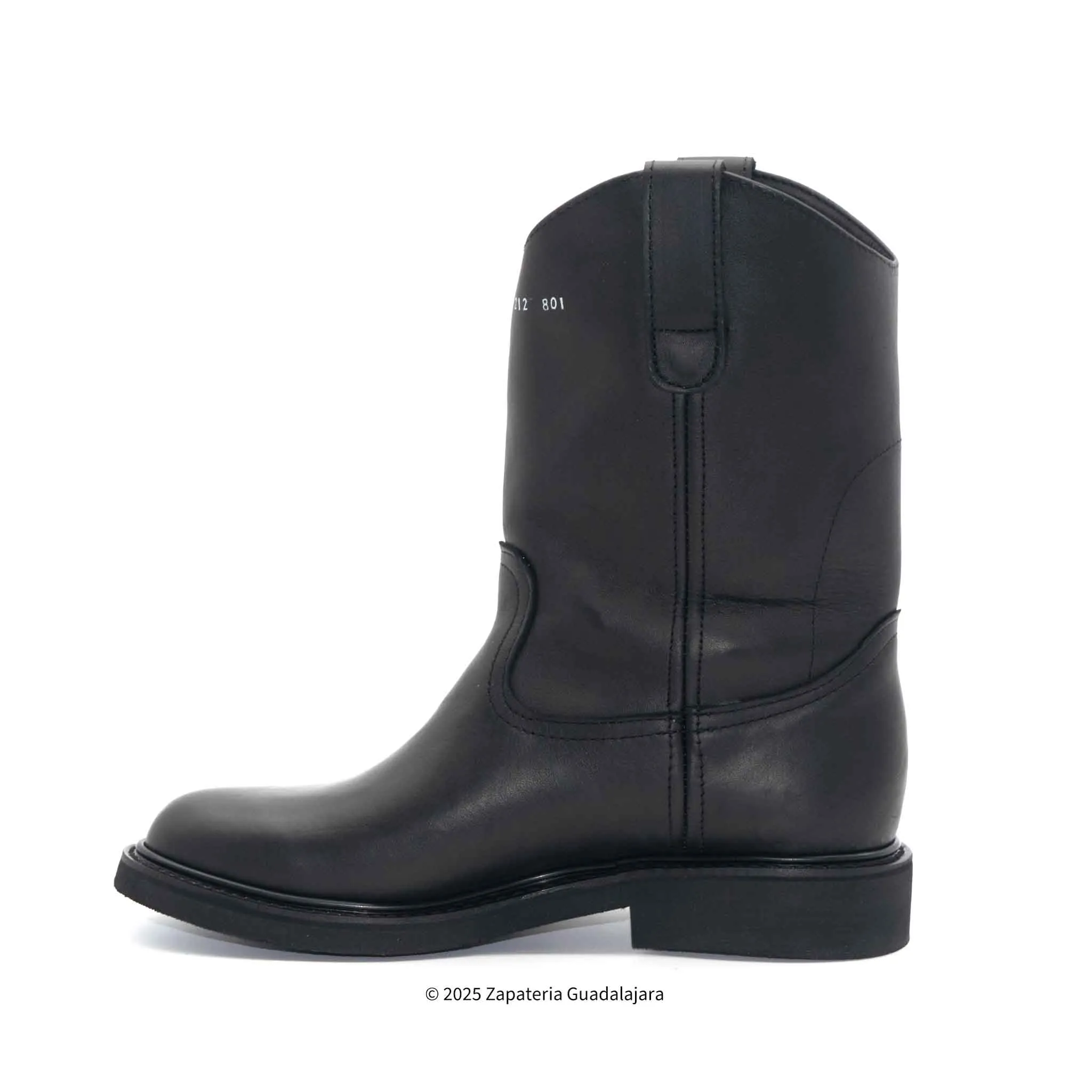 MEN ROPER SOFT TOE RUBBER SOLE BLACK GRASO LEATHER WORKBOOT -801