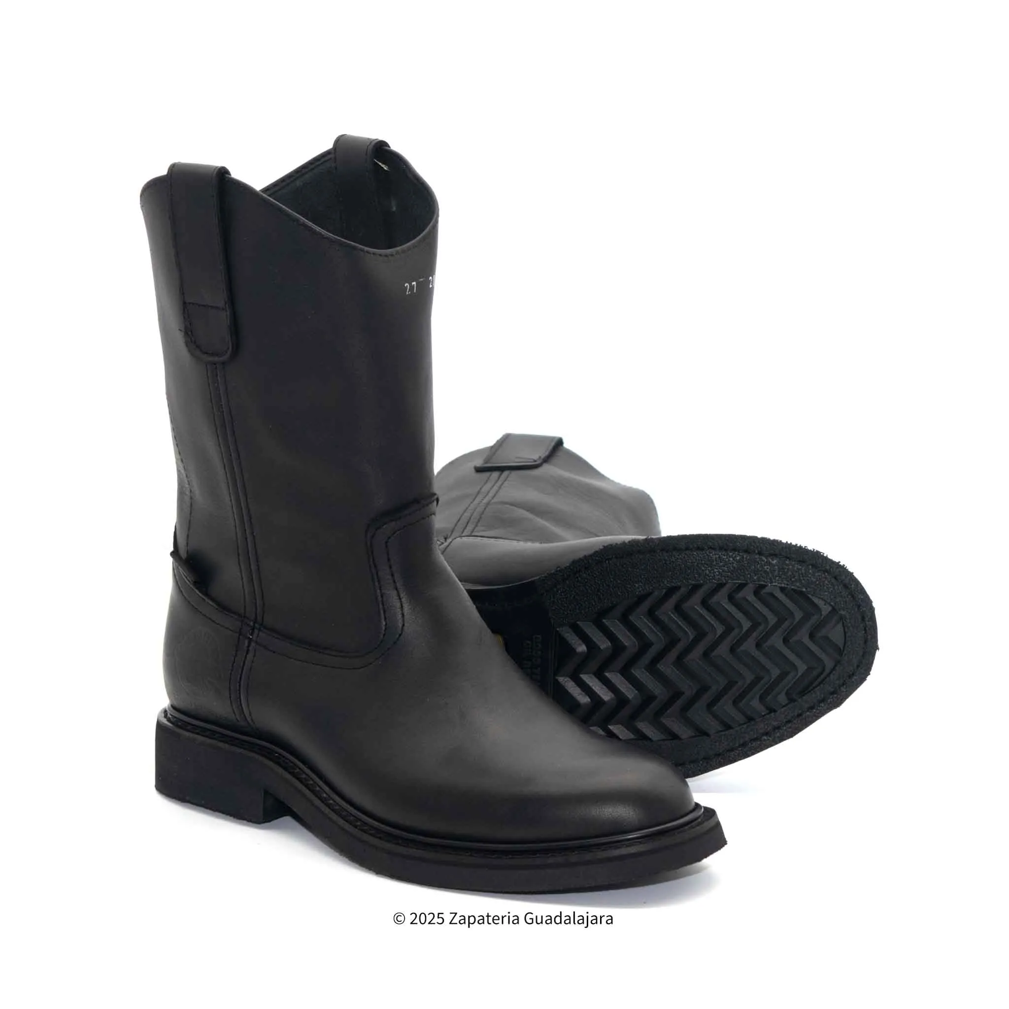 MEN ROPER SOFT TOE RUBBER SOLE BLACK GRASO LEATHER WORKBOOT -801