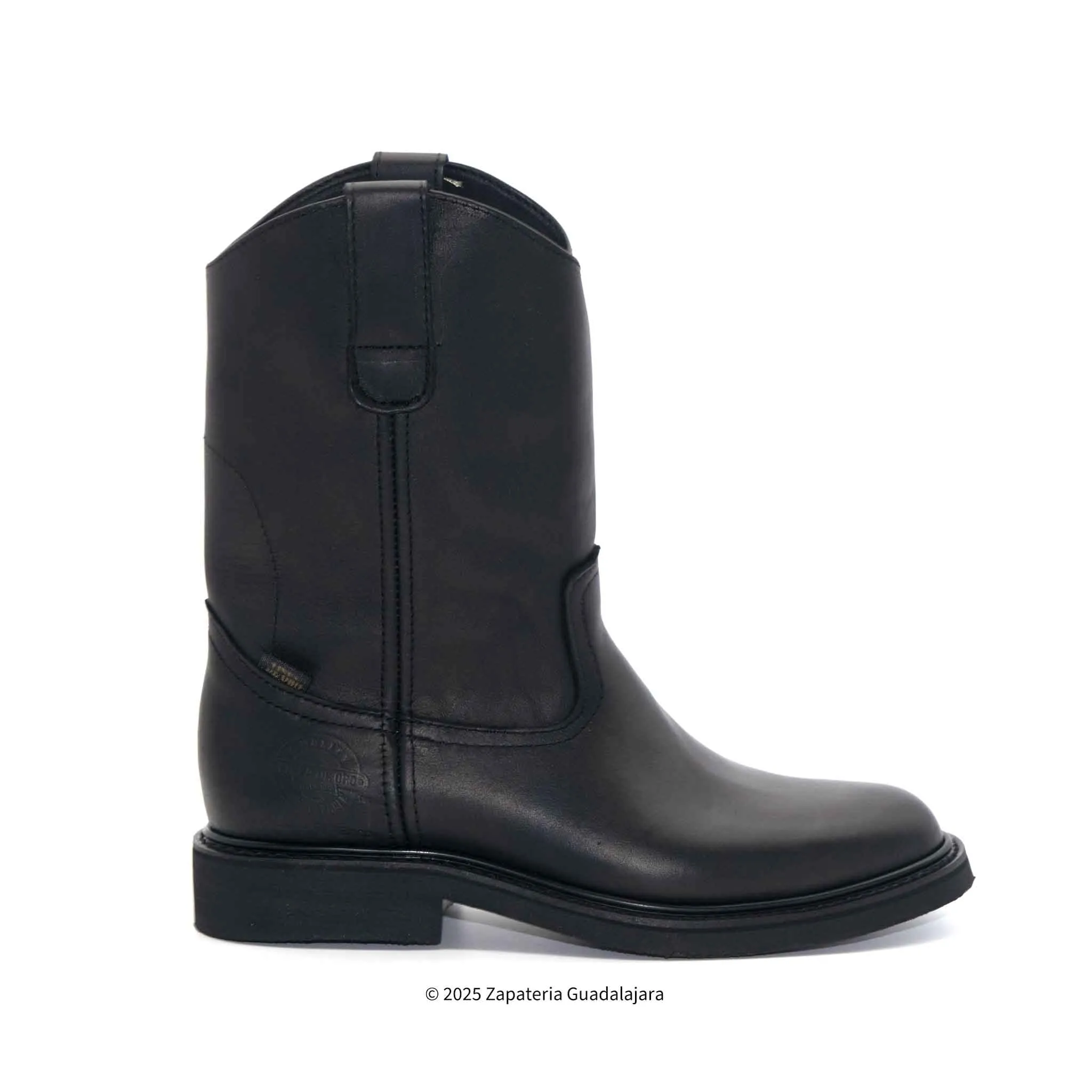 MEN ROPER SOFT TOE RUBBER SOLE BLACK GRASO LEATHER WORKBOOT -801