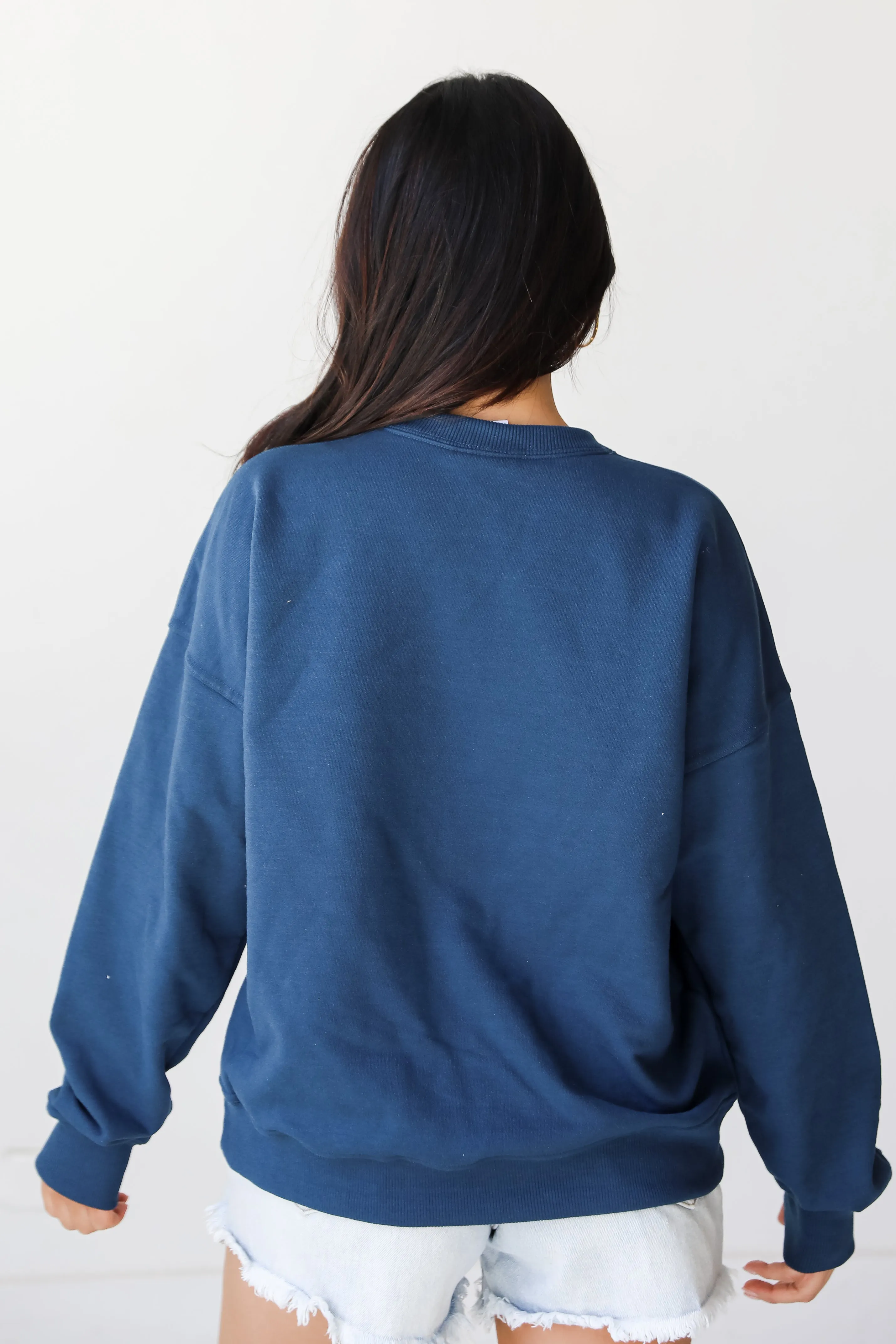 Navy Atlanta Baseball Block Letter Sweatshirt