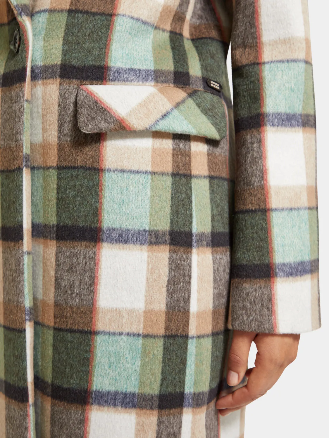 Single-breasted check coat