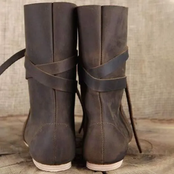 Women's Retro Flat Lace Up Boots 00480723C