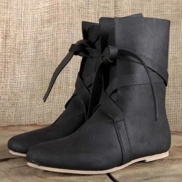 Women's Retro Flat Lace Up Boots 00480723C
